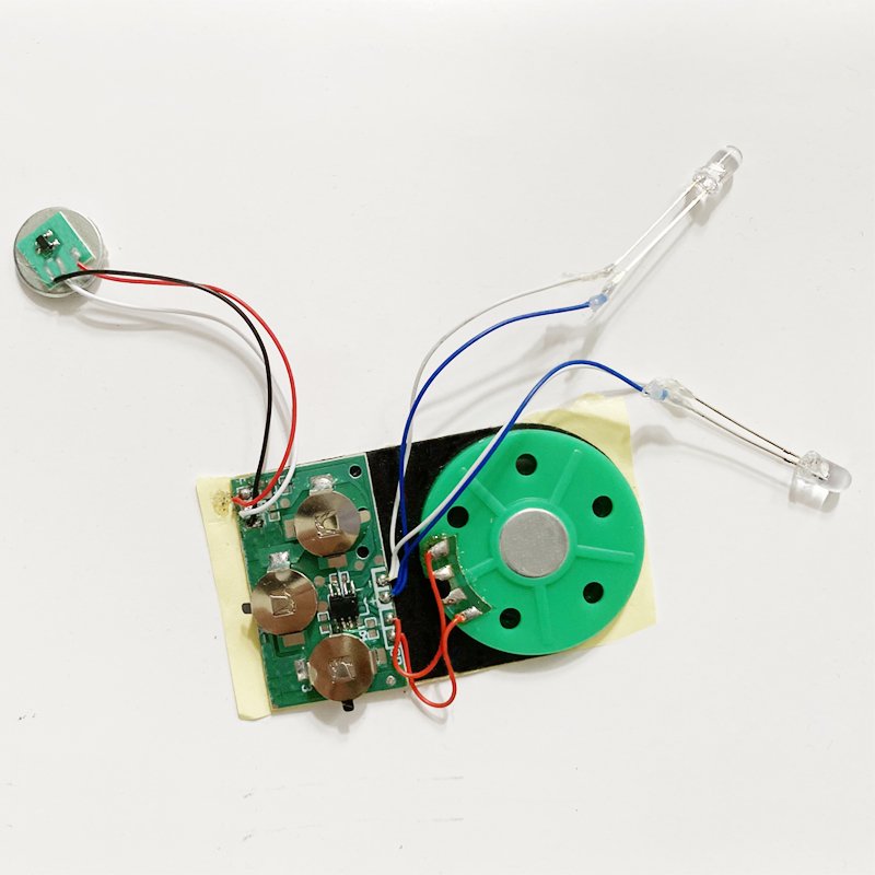 Chinese wholesale music sound voice chip module with led light for diy musical greeting card sound module for toys and books