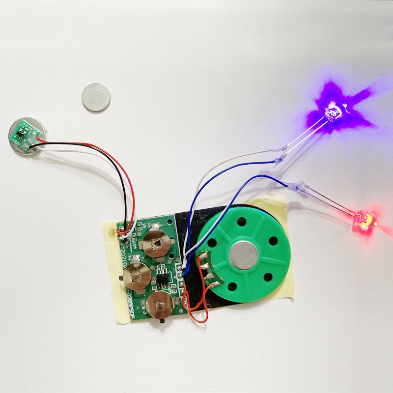 Chinese wholesale music sound voice chip module with led light for diy musical greeting card sound module for toys and books