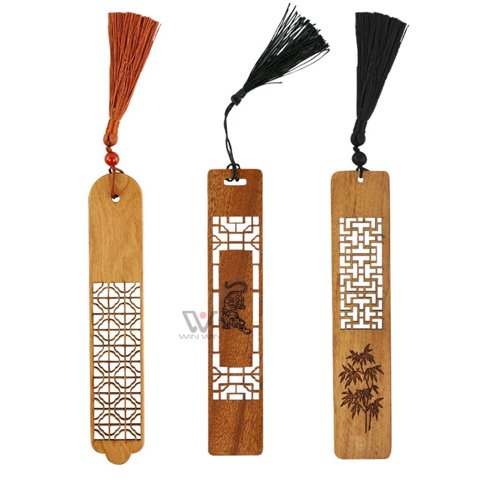Cherry Wooden Blank Bookmark DIY Crafts Ornament Wooden Engraved Wood Art Business Gift