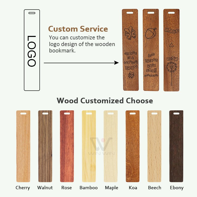 Cherry Wooden Blank Bookmark DIY Crafts Ornament Wooden Engraved Wood Art Business Gift