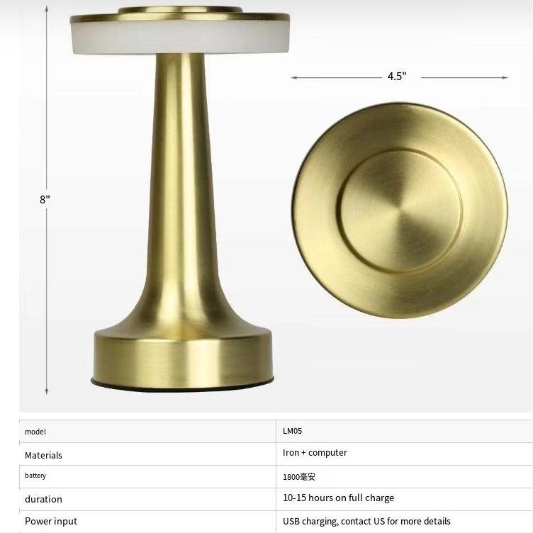 Modern metal lighting Dining room Touch decorative lamp Luxury hotel bedroom Bedside dining room Rechargeable cordless lamp