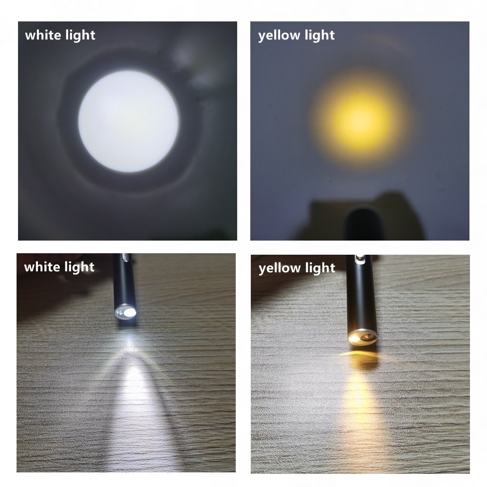 Alonefire P62 2 in 1 USB Rechargeable LED Pen Flashlight yellow Light Mini Torch Cool school hospital ear nose detect book lamp