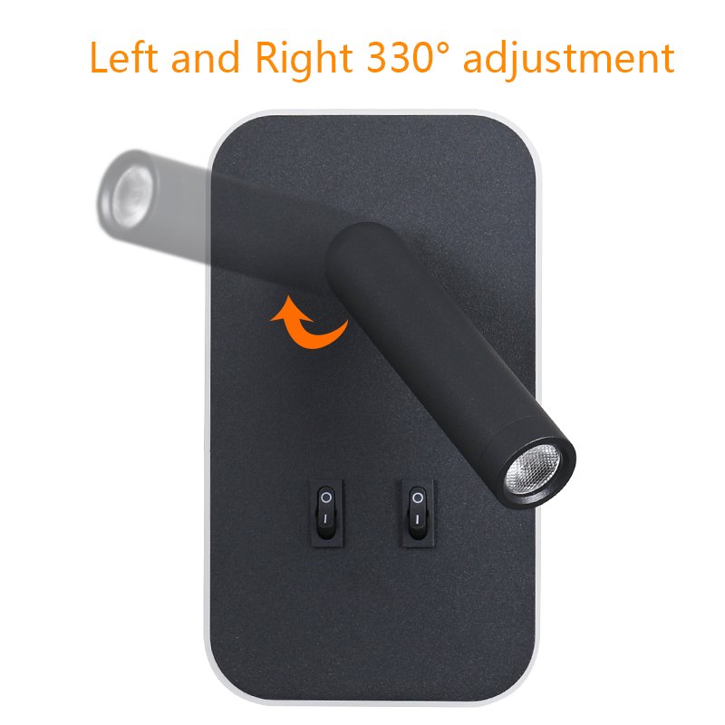 Rotating Surface Mount led headboard reading wall light 3W led book bed wall light bedside wall lamp