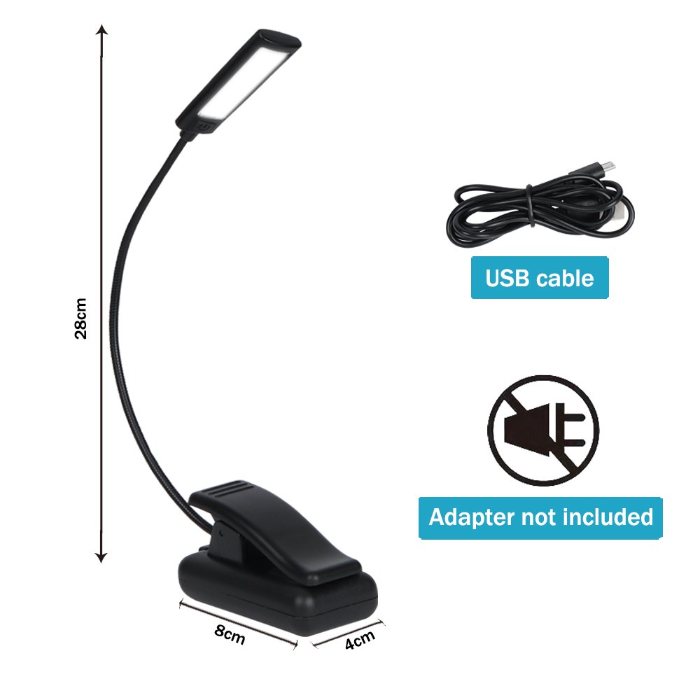 O08-0033 9 LED USB Rechargeable Reading Light Flexible Book Light Read Easy Clip On With 3 Brightness Settings Book Light