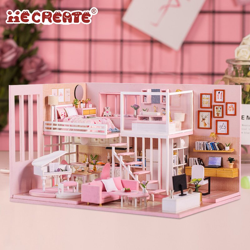 IIECREATE Wooden Handmade Birthday Gift K-047 Dream Girl Heart DIY Miniature DollHouse