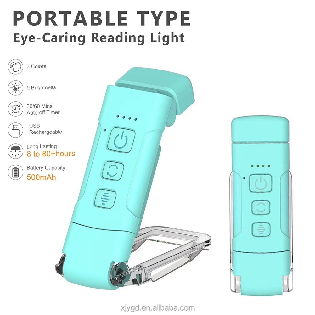 Book Light with Timer USB Rechargeable 3 Colors & 5 Brightness Reading Light Clip-on Read Lamp Bookmark Night Light Book Lamp