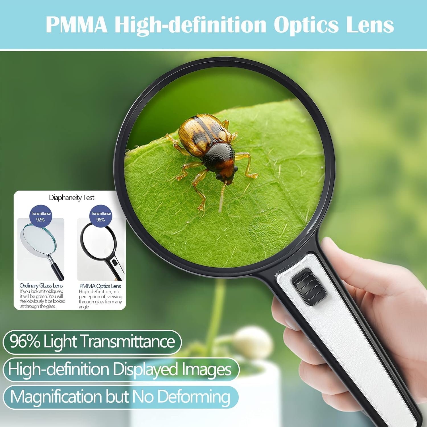 lighted magnifying glass Handheld 5X/15X Large Led Magnifiers for Seniors Reading Books Medicine Bottle Small Font
