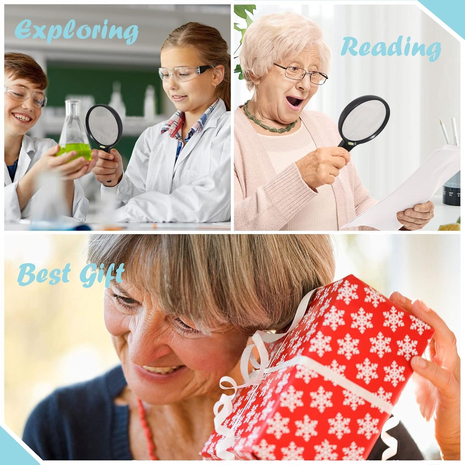 lighted magnifying glass Handheld 5X/15X Large Led Magnifiers for Seniors Reading Books Medicine Bottle Small Font
