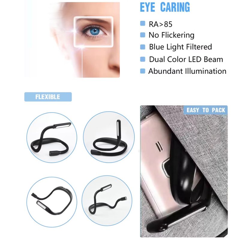 China wholesale version eye caring rechargeable book reading light wearable led neck reading lamp for repairing hallowmas gift