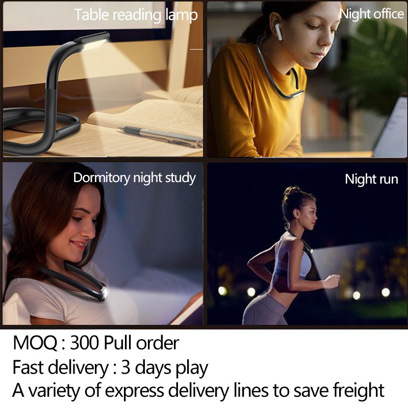 China wholesale version eye caring rechargeable book reading light wearable led neck reading lamp for repairing hallowmas gift