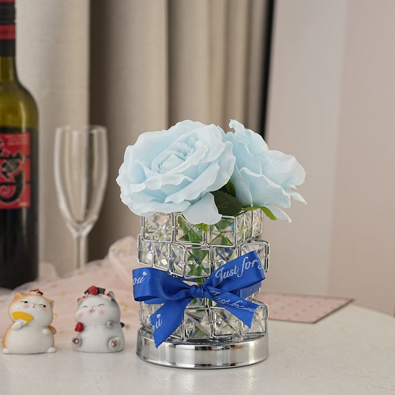 Creative Nordic Flower luxury LED Rose Crystal table lamps home decor Rechargeable Touch Lamp USB night lights for Bedroom
