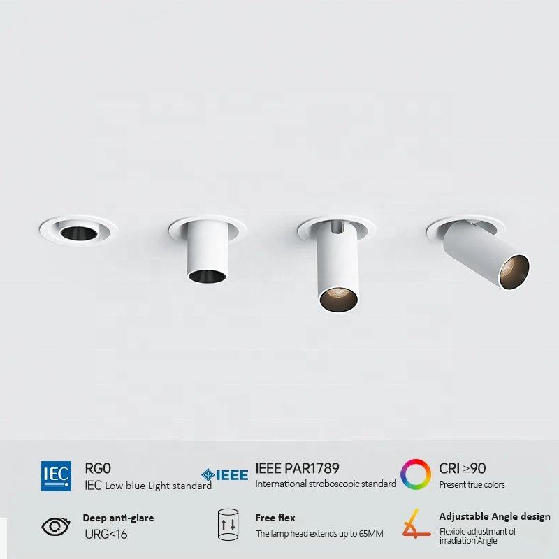 Home Decoration Retractable Trimless Led Spot Light Recessed Cob Downlight Ceiling Adjustable Lighting