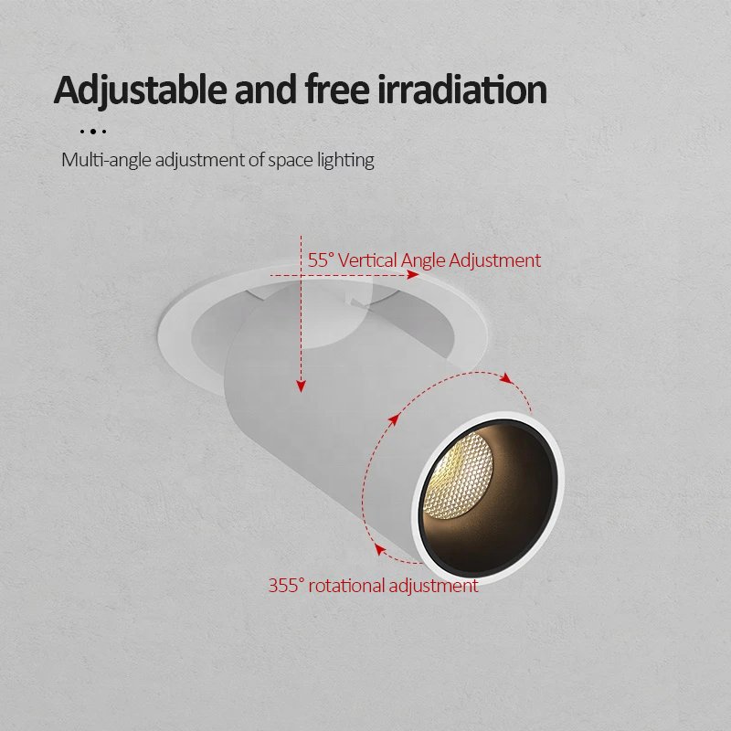 Home Decoration Retractable Trimless Led Spot Light Recessed Cob Downlight Ceiling Adjustable Lighting