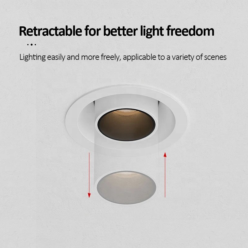 Home Decoration Retractable Trimless Led Spot Light Recessed Cob Downlight Ceiling Adjustable Lighting