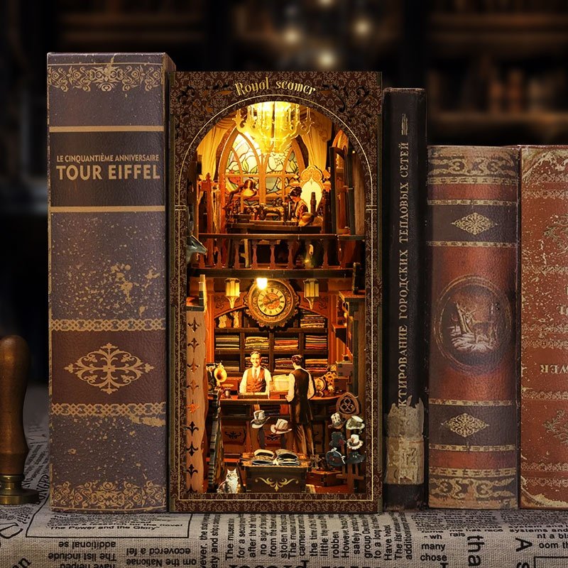 2024 hot selling diy miniature customise 3D puzzle wooden book nook city shelf insert book nook kit for adults