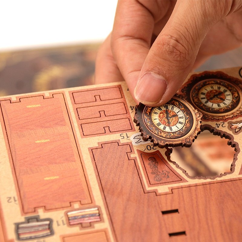 2024 hot selling diy miniature customise 3D puzzle wooden book nook city shelf insert book nook kit for adults