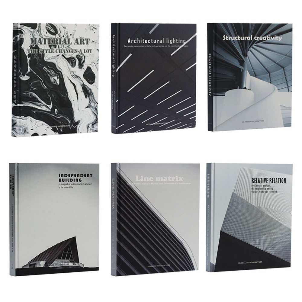 Large Simple Black and White Gray Decorative Book Flip-able Foreign Coffee Table Books Soft Decoration Ornaments