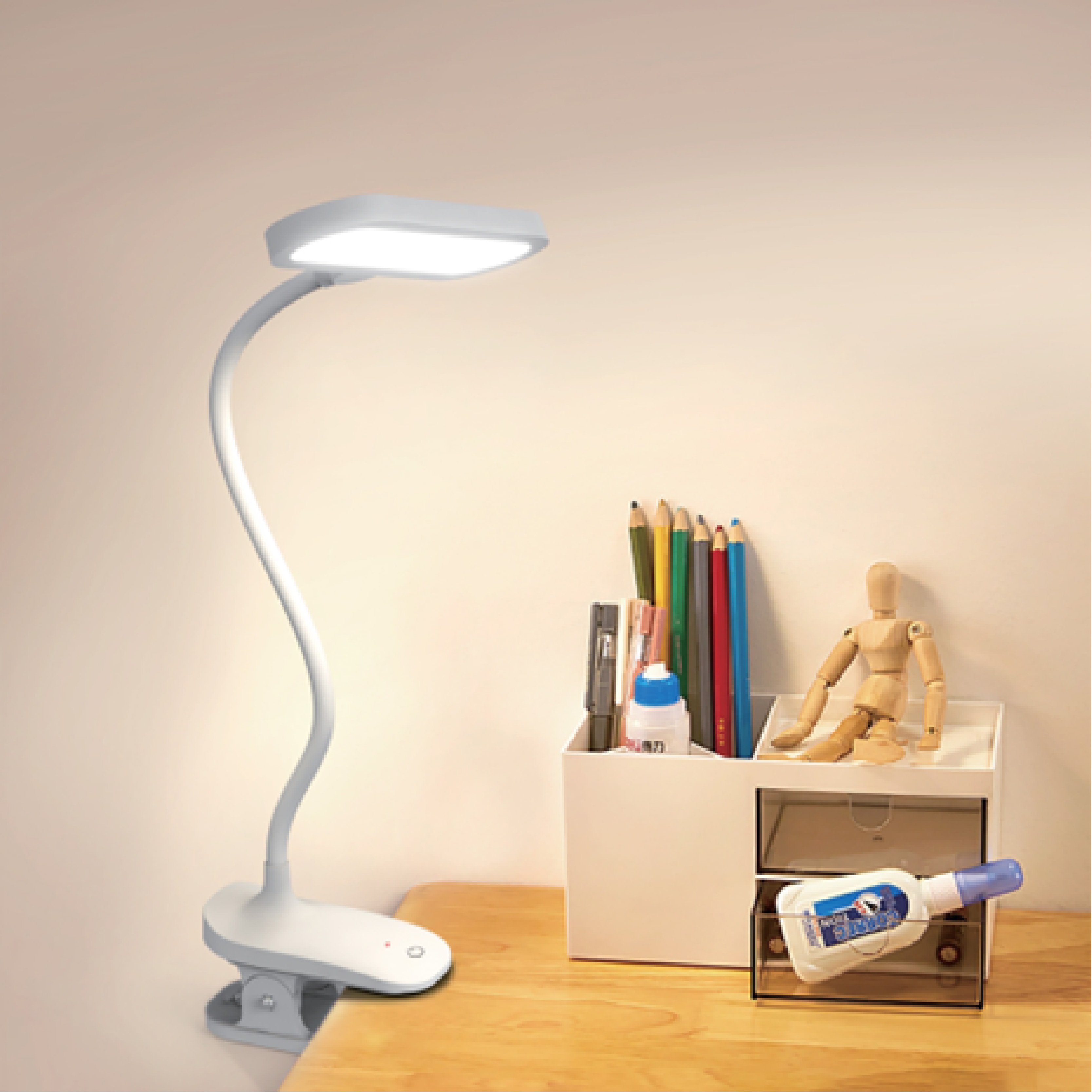 Hot Led Lamp Clip Stand Dual-use Office/study/bedroom Wireless Charging Desk Lamp Battery Plastic Modern White 80 Round