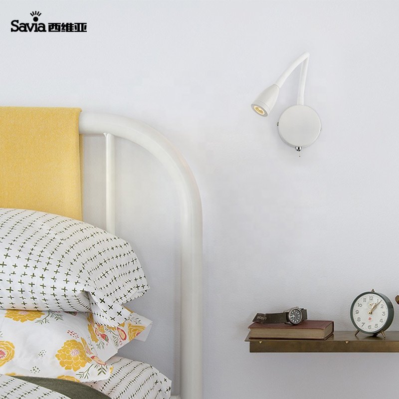 Led 3W Gooseneck Flexible Adjustable Bedside Wall Mount Reading Lamp Modern Bed Side Sconces Light For Bedroom Headboard Hotel