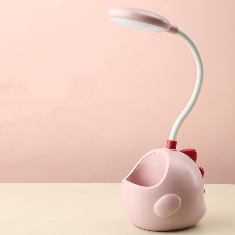 Cute Cartoon USB Rechargeable Dinosaur Night Light Portable ABS Plastic Table Kid Reading Lamp with Collective Pen Holder