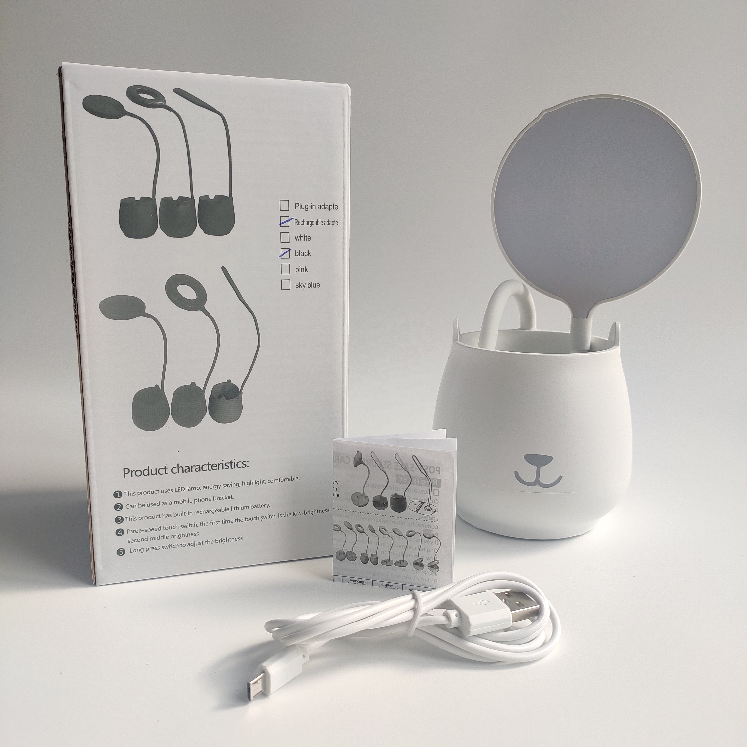 Eye Protection Touch Dimming Type Rechargeable Portable Desk Lamp For Book Reading Indoor Lighting Table Lamp