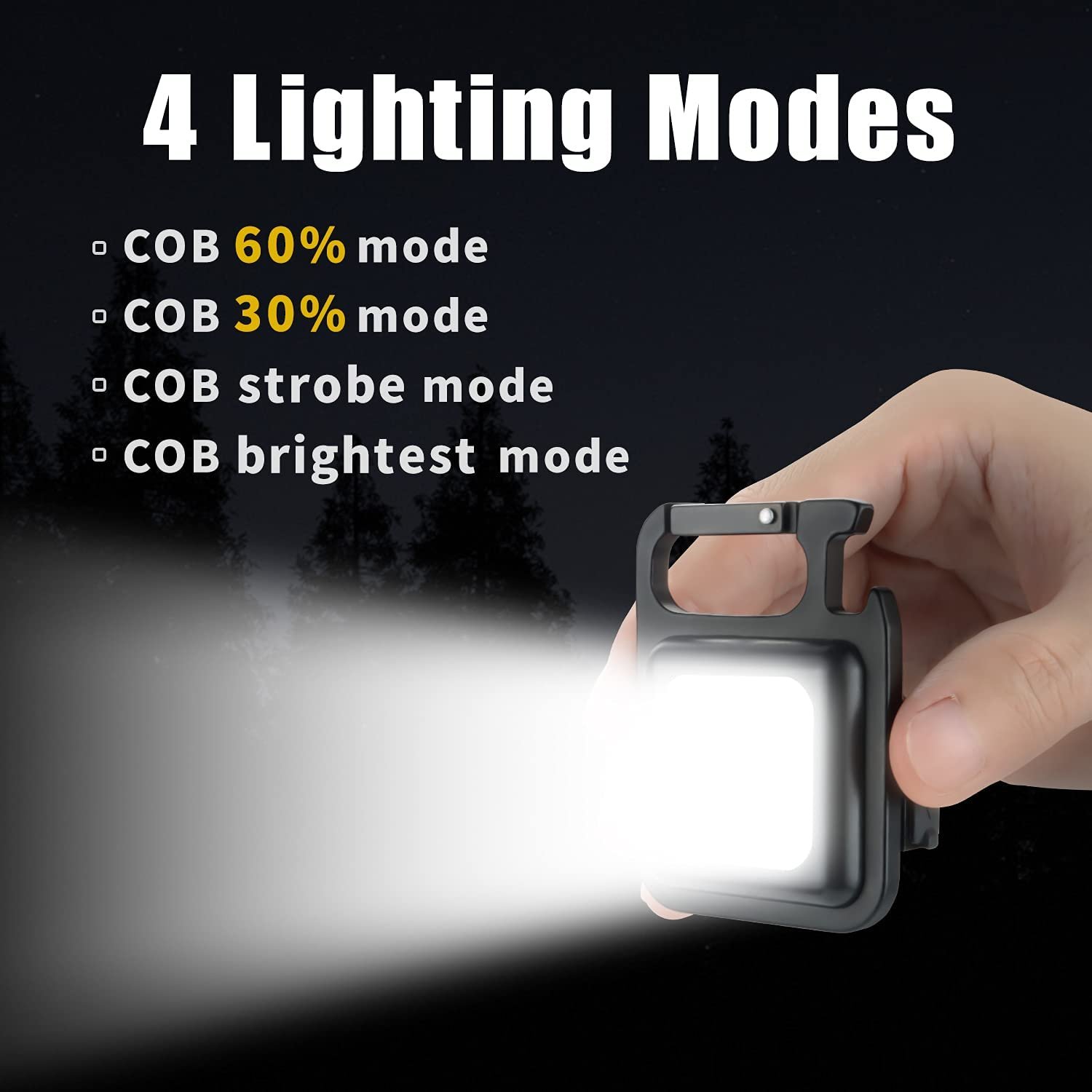 Wholesale 500mAh Type-C Rechargeable Cob Keychain Light Mini Flashlight 3 Light Modes Portable Pocket Light