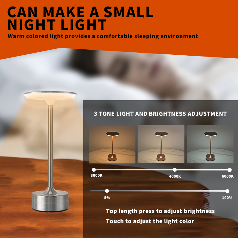 Modern cordless bar lamp Hotel cafe decorative light led touch control charging lamp