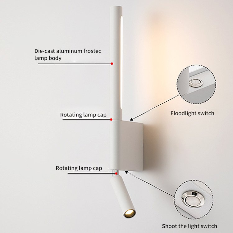 Bedside wall lamp simple modern reading lamp with switch minimalist Nordic hotel room master bedroom wall lamp