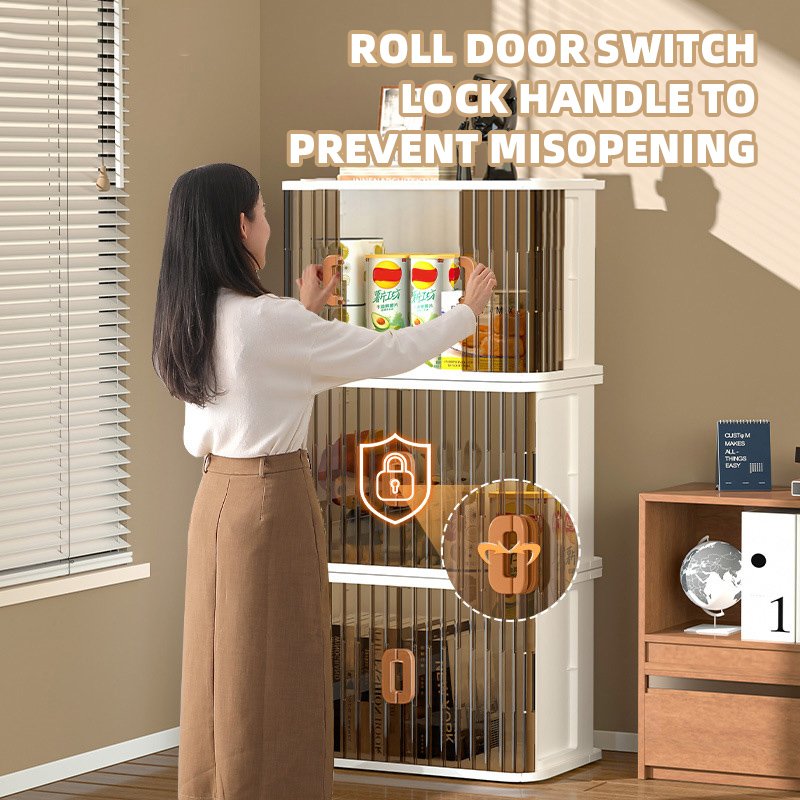 Three-layer 50cm wide multi-functional storage box double roll door folding storage cabinet light luxury storage box
