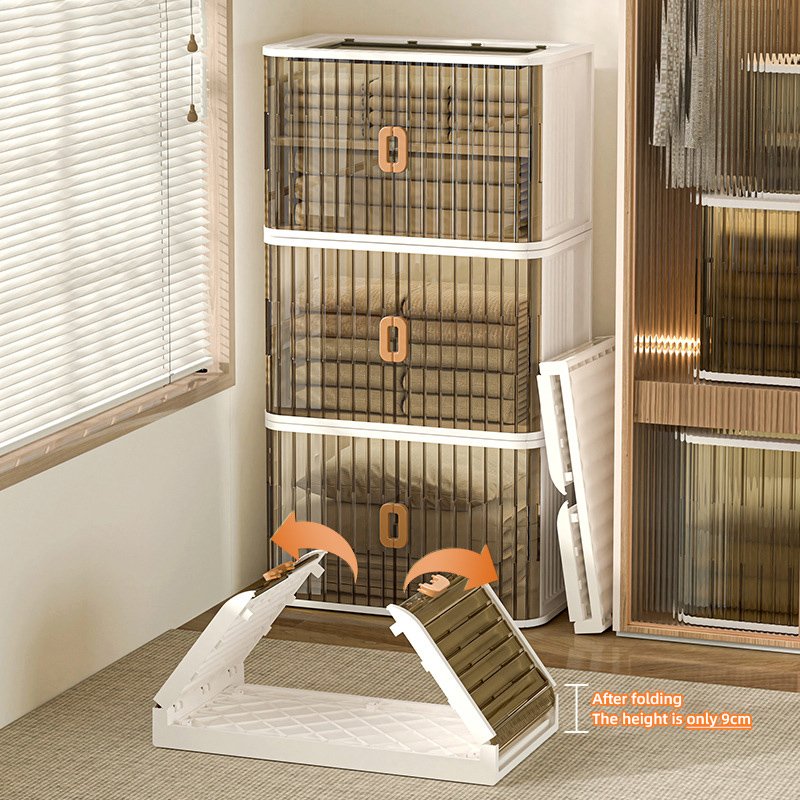 Three-layer 50cm wide multi-functional storage box double roll door folding storage cabinet light luxury storage box