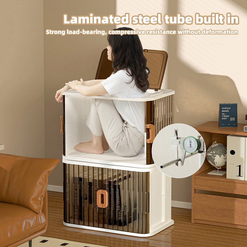 Three-layer 50cm wide multi-functional storage box double roll door folding storage cabinet light luxury storage box