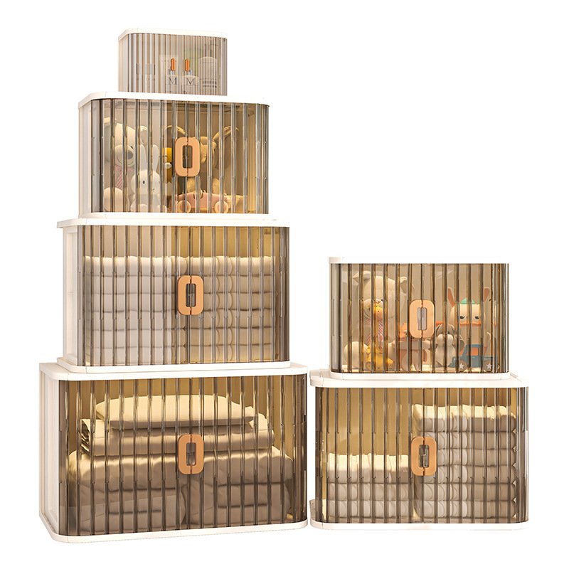 Three-layer 50cm wide multi-functional storage box double roll door folding storage cabinet light luxury storage box