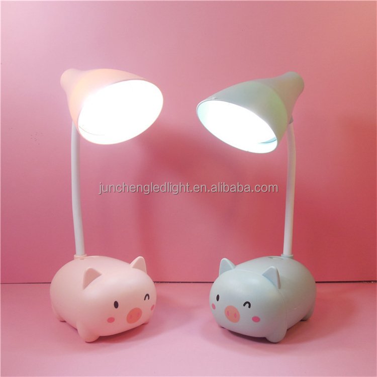 LED Cartoon Table Lamp USB Recharge Three-speed Dimming Rechargeable Reading Night Light for Desk Bedside Book Study Lamp