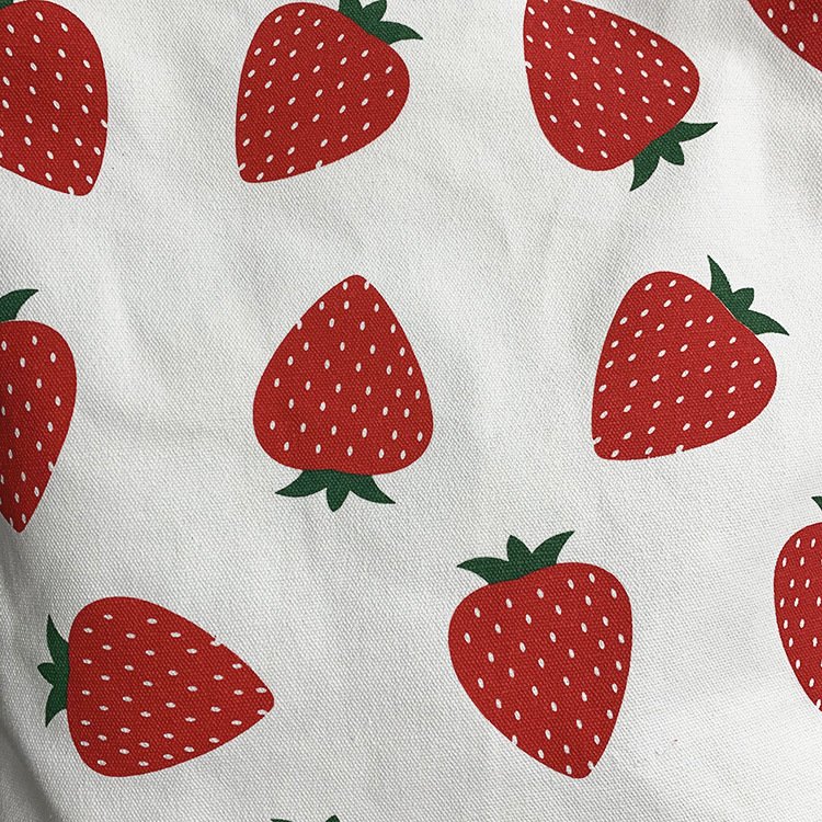 Simple Portable Shoulder Bag Student Strawberry Canvas handbag Women Reusable Shopping Bag Cotton Cloth Tote Bags