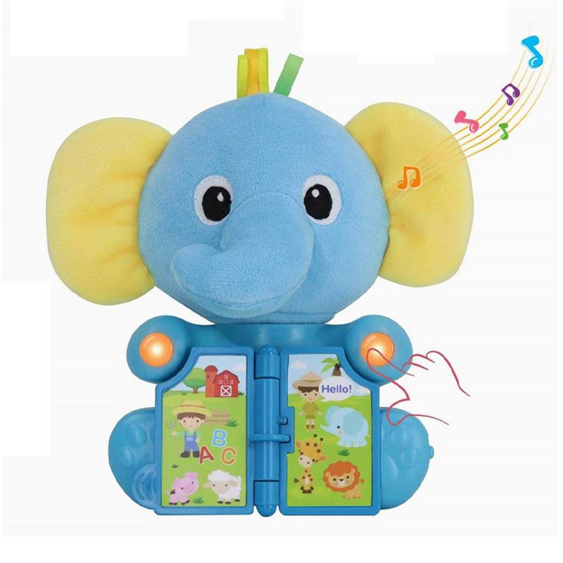 Early Learning Stuffed Toys Cartoon Educational Soft Plush Animal Book Toys With Music Light