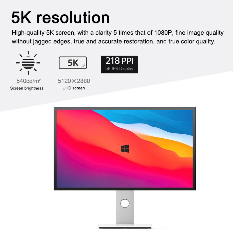 27 Inch UltraFine Mirror Screen 5120x2880 5K 60Hz IPS LCD Retina Monitor Type-C Ports & with macOS For Gaming Business Designers