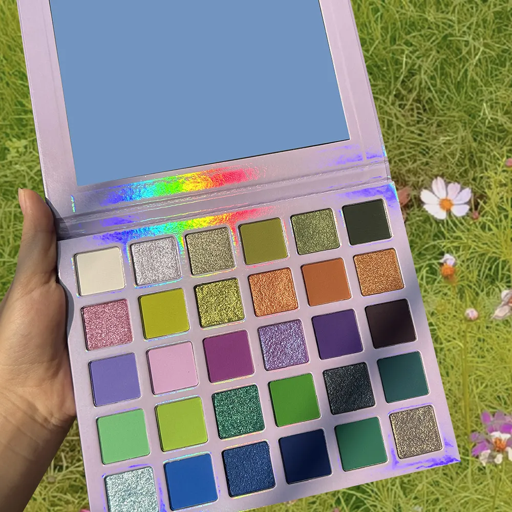 OEM Vegan Quality Eye Shadow Palette High Pigmented Glitter Makeup Private Label Eyeshadow Book