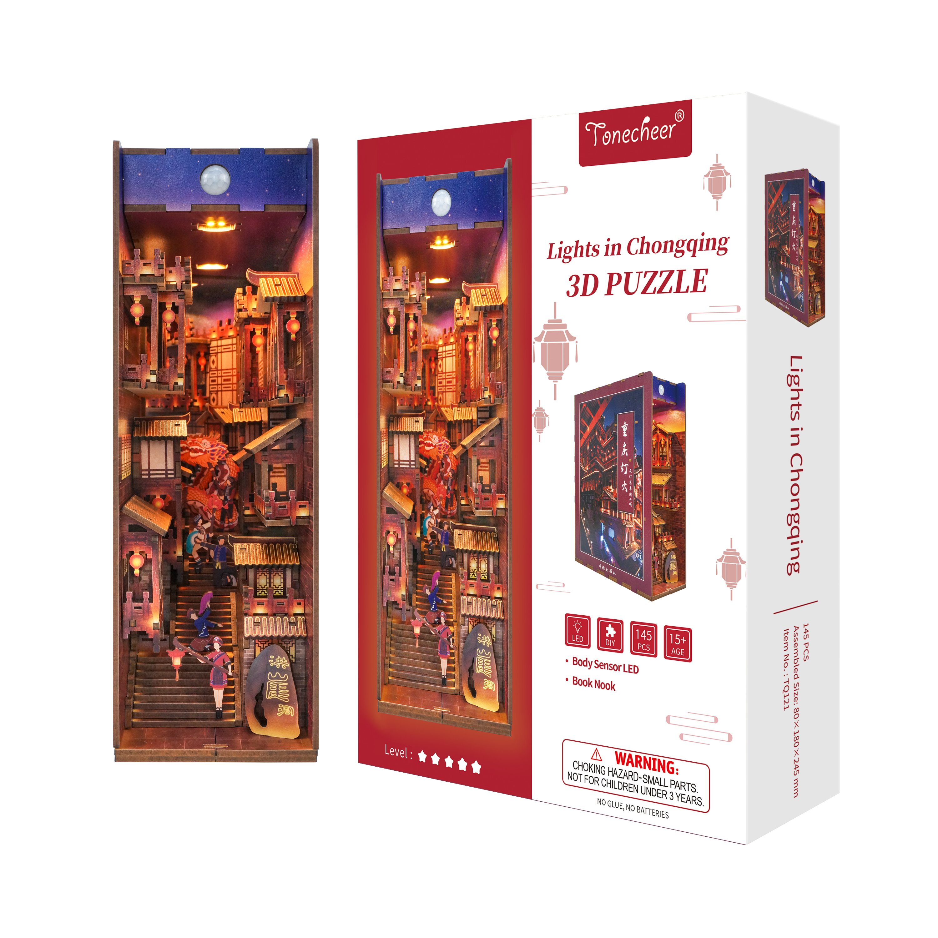 Tonecheer Lights in Chongqing TQ121 China City Series Book Nook 3D Wooden Puzzle Motion Sensing Led Light For Home Wood Gifts