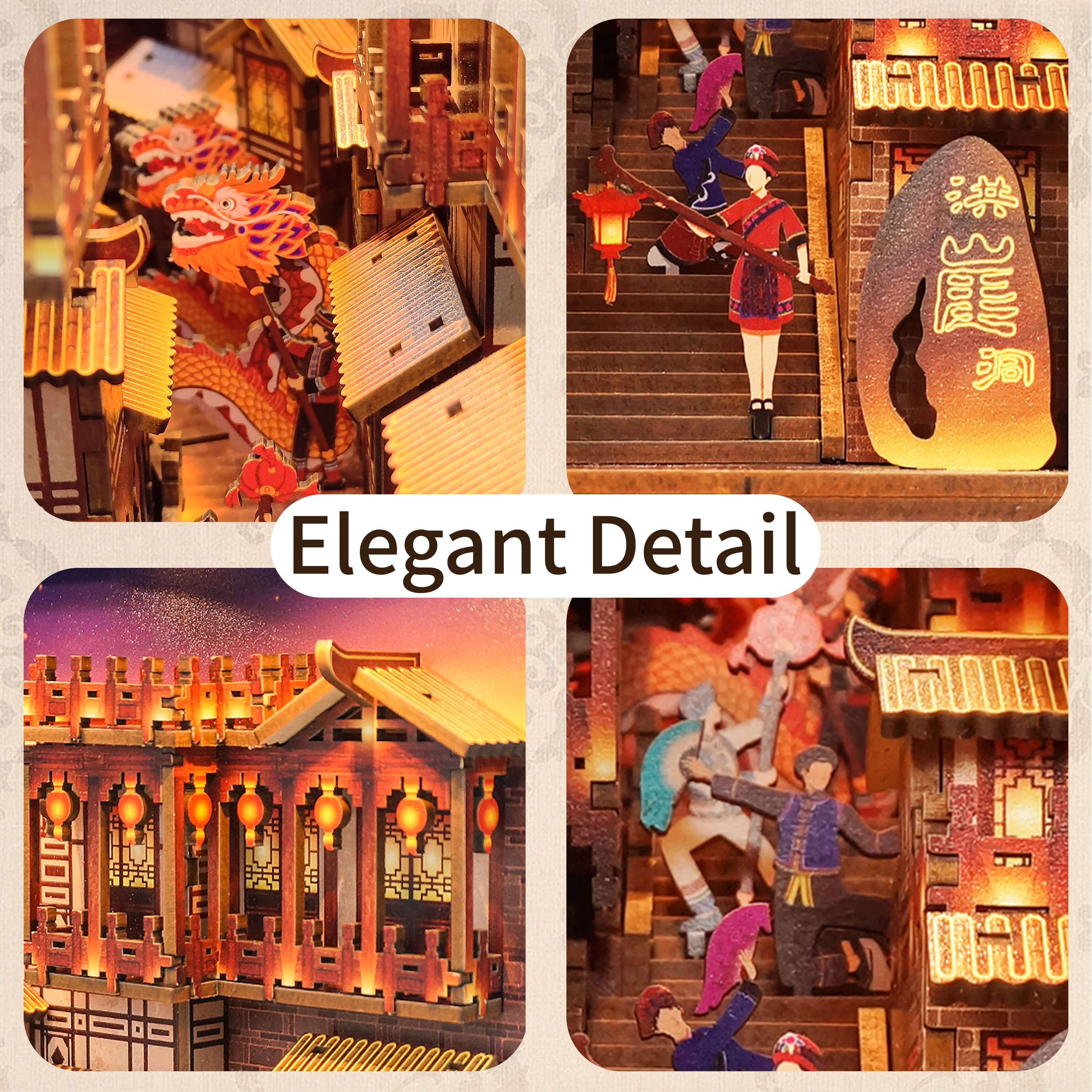 Tonecheer Lights in Chongqing TQ121 China City Series Book Nook 3D Wooden Puzzle Motion Sensing Led Light For Home Wood Gifts