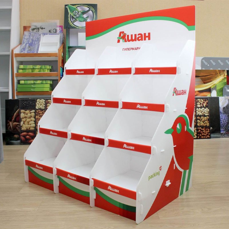 Custom Easy to Assemble Countertop Plastic PVC Floor Display Stand for Desk or Ground