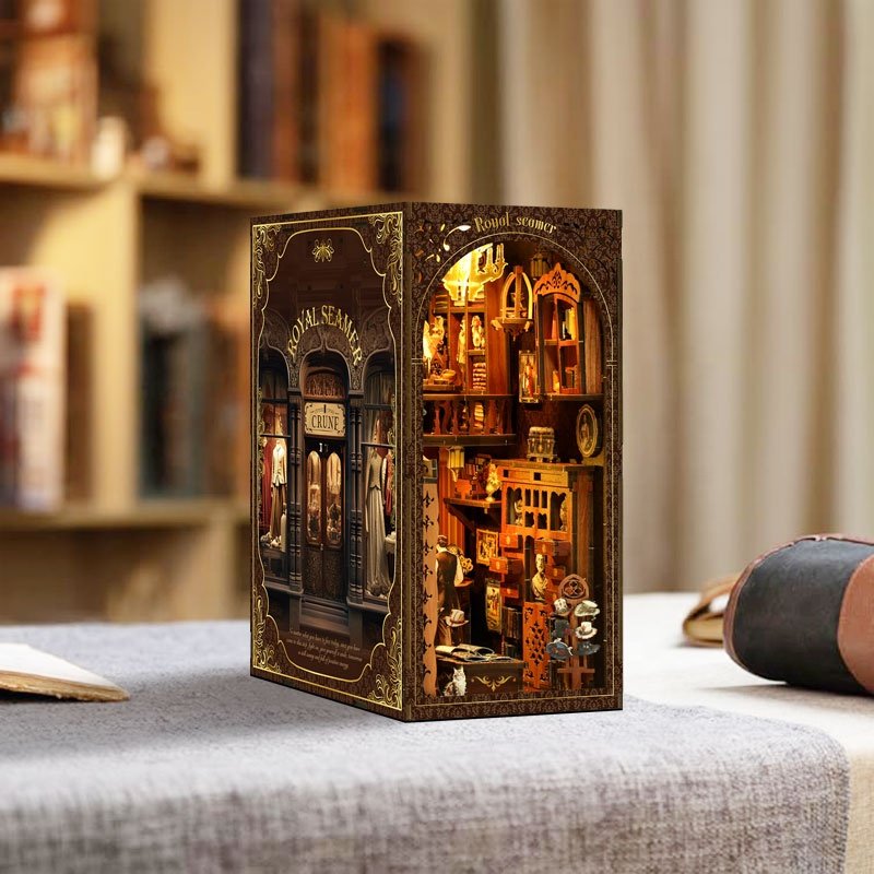Wholesale custom 2024 MDF materials doll houses tonecheer book nook miniature Royal Seamer wood 3d puzzle book nook diy