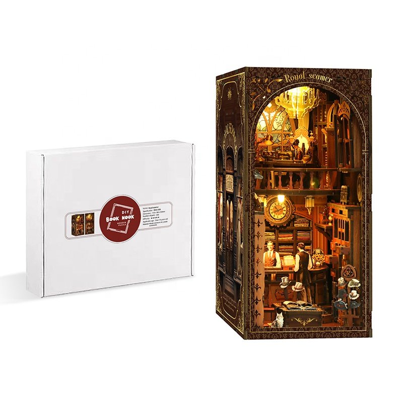 Wholesale custom 2024 MDF materials doll houses tonecheer book nook miniature Royal Seamer wood 3d puzzle book nook diy