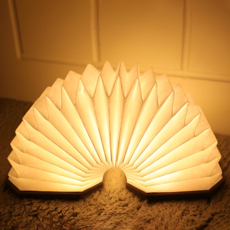 Japanese Desk Lamp with 2 Colors, Folding Wooden Book Lamp, Novelty Book Lovers Gifts &Library Book Decor