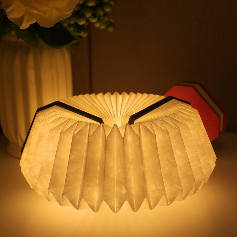 Japanese Desk Lamp with 2 Colors, Folding Wooden Book Lamp, Novelty Book Lovers Gifts &Library Book Decor