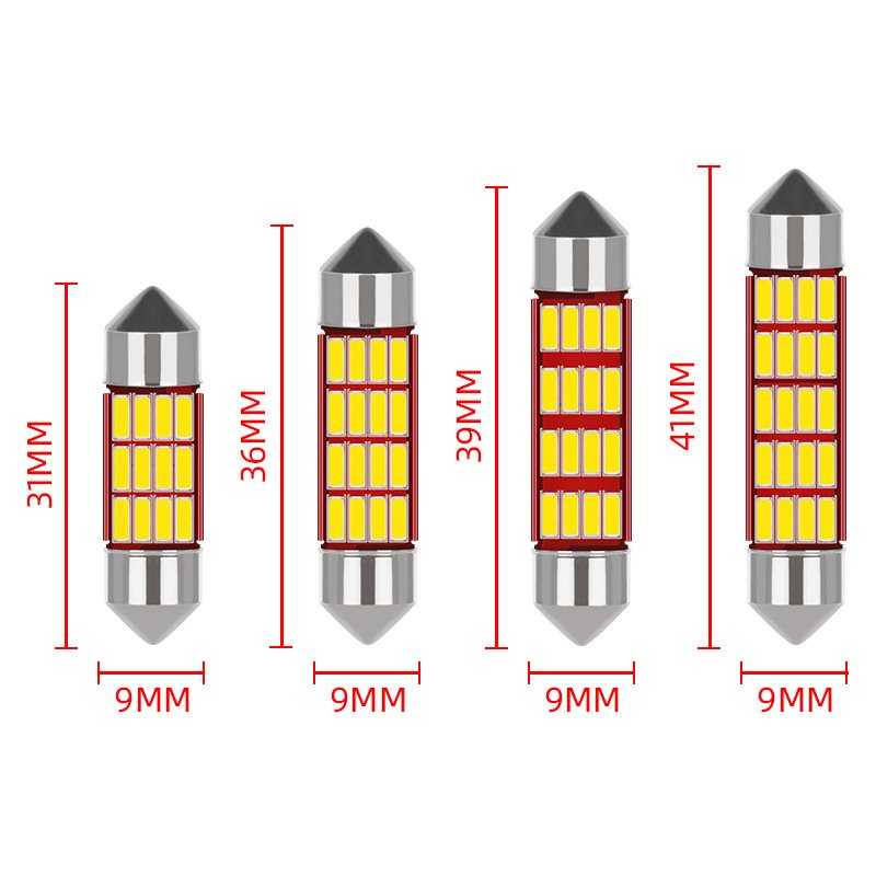 Red Body 4014 SMD Car Reading Light Book Bulb Light 31MM 36MM 39MM 41MM Licence Tag Lamp
