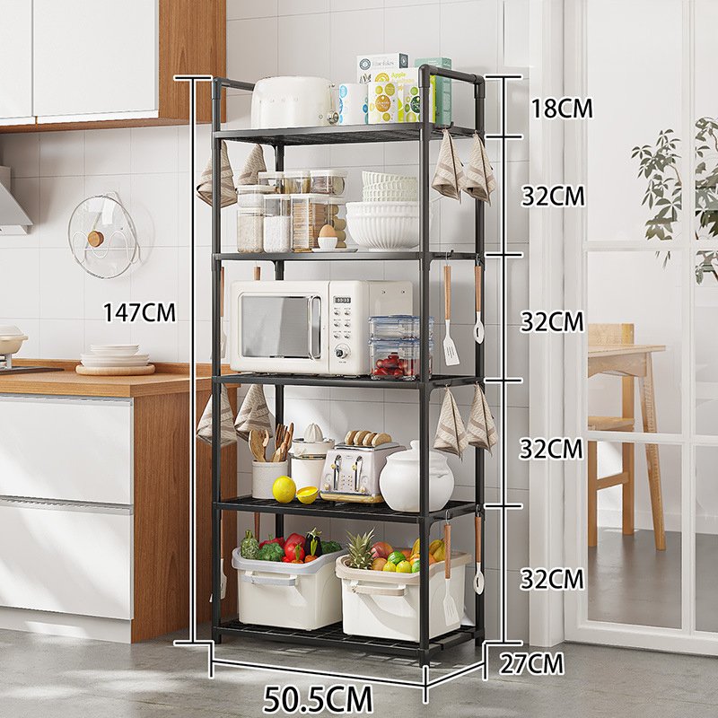 Light Duty Movable Snack Vegetable Book Shelf Metal Kitchen Storage Rack for Home Kitchen Islands & Carts