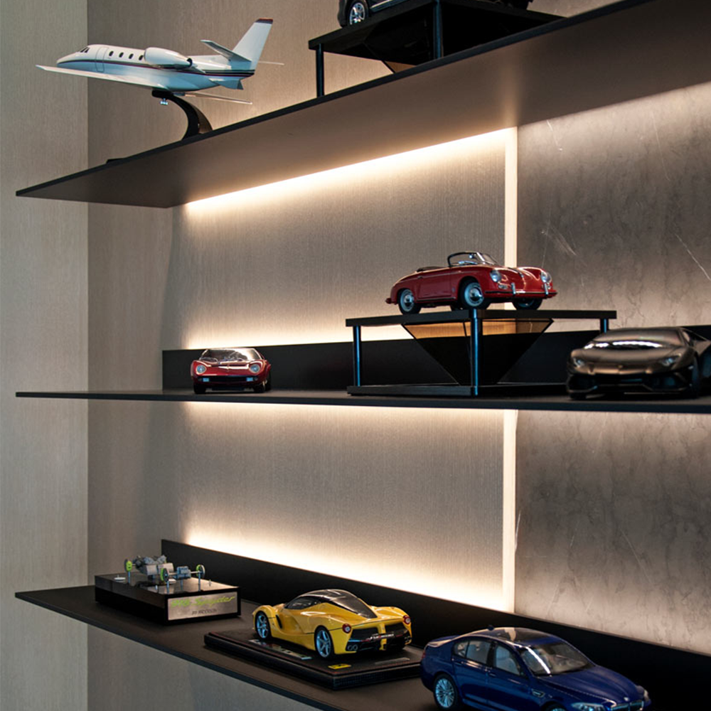 Matai Furniture Modern Living Room Minimalist Metal Aluminum Alloy Wall Mounted Floating Shelves With Led Light