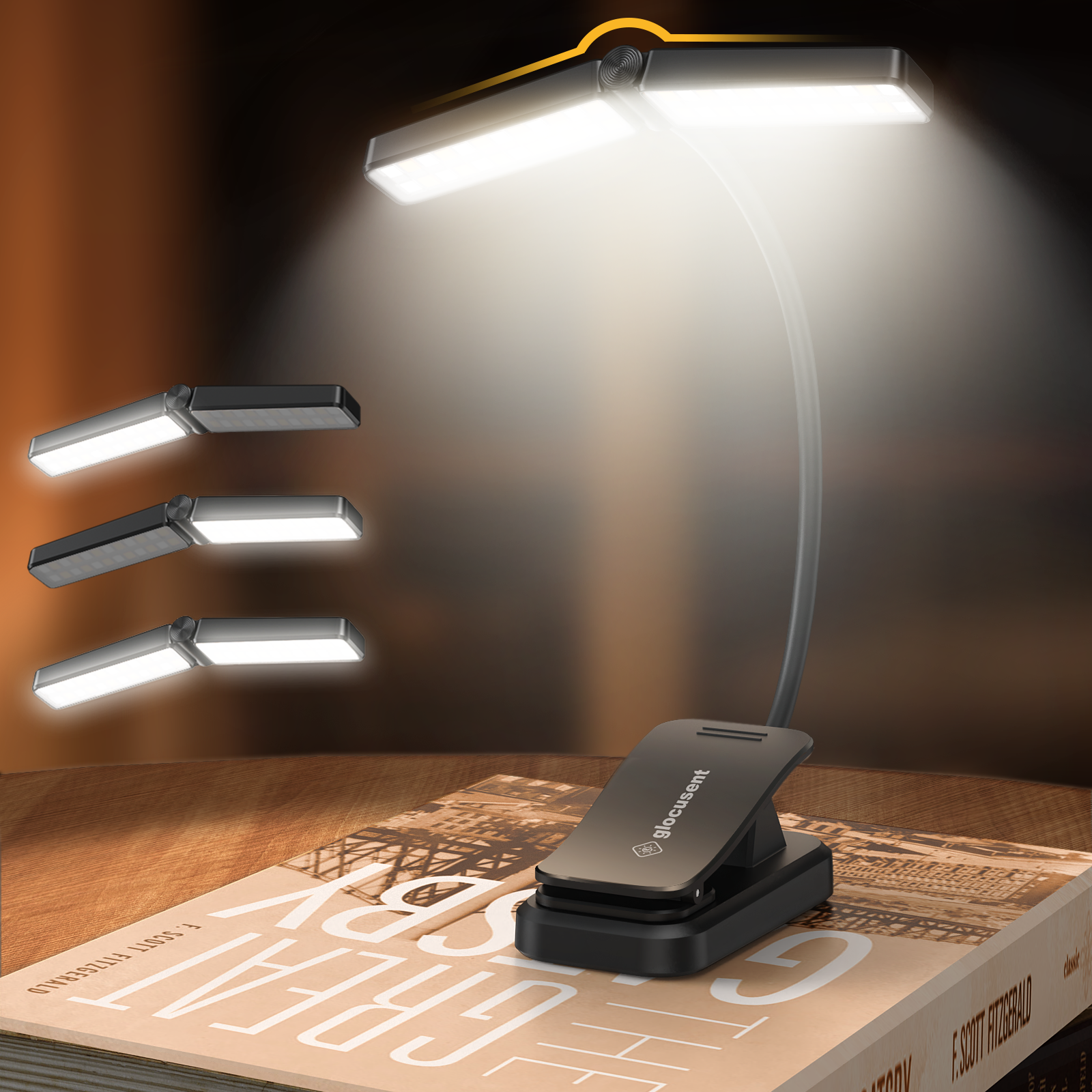 Wholesale Rechargeable Reading Light Clip 3 Colors & 5 Brightness Stepless Adjustable Book Reading Light