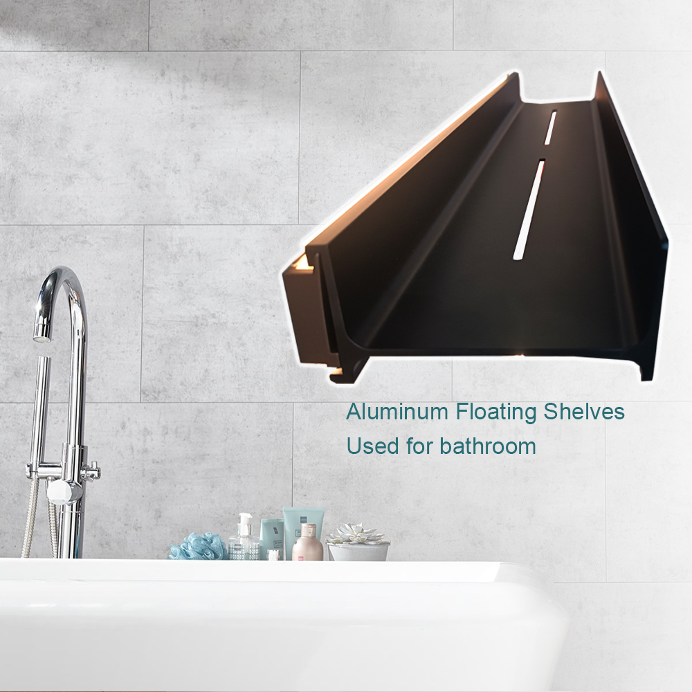 Aluminium Wall Mounted Luxury Led Light Bathroom Floating Corner Wall Shelves Home Decor