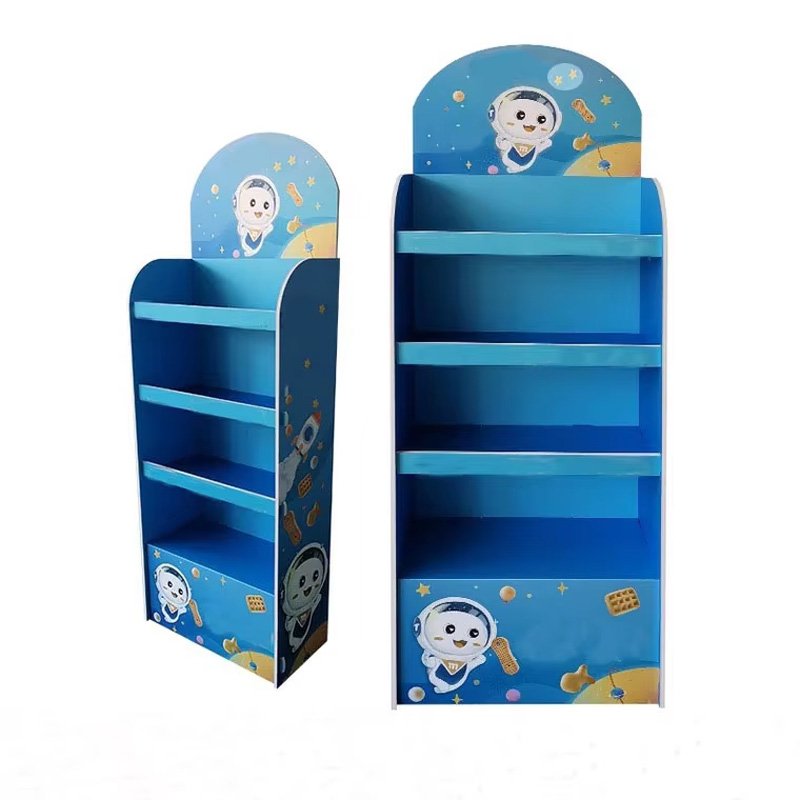 PVC Cardboard Hook Display Free Standing Floor Display Stand Rack